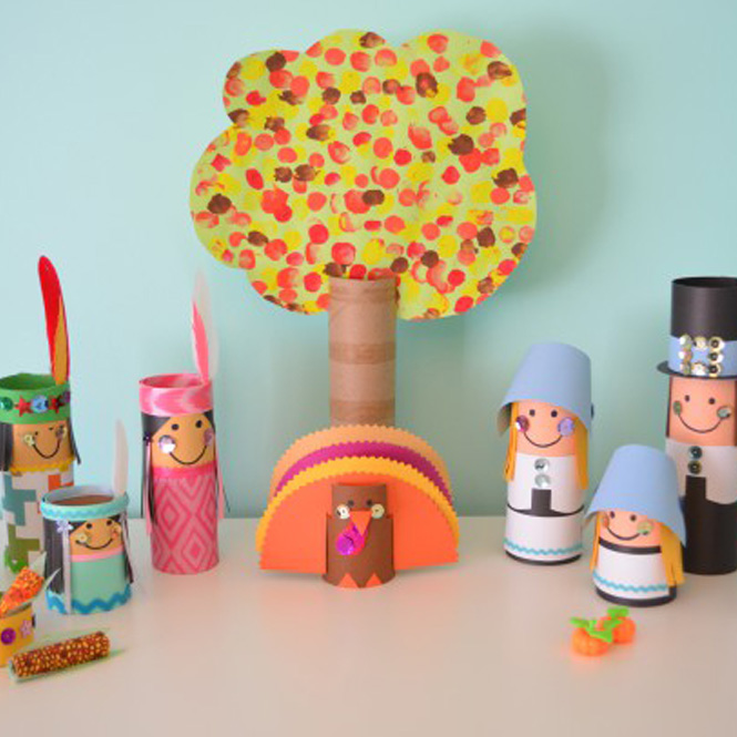 Toilet Tube Thanksgiving Pilgrim and Indian Playset